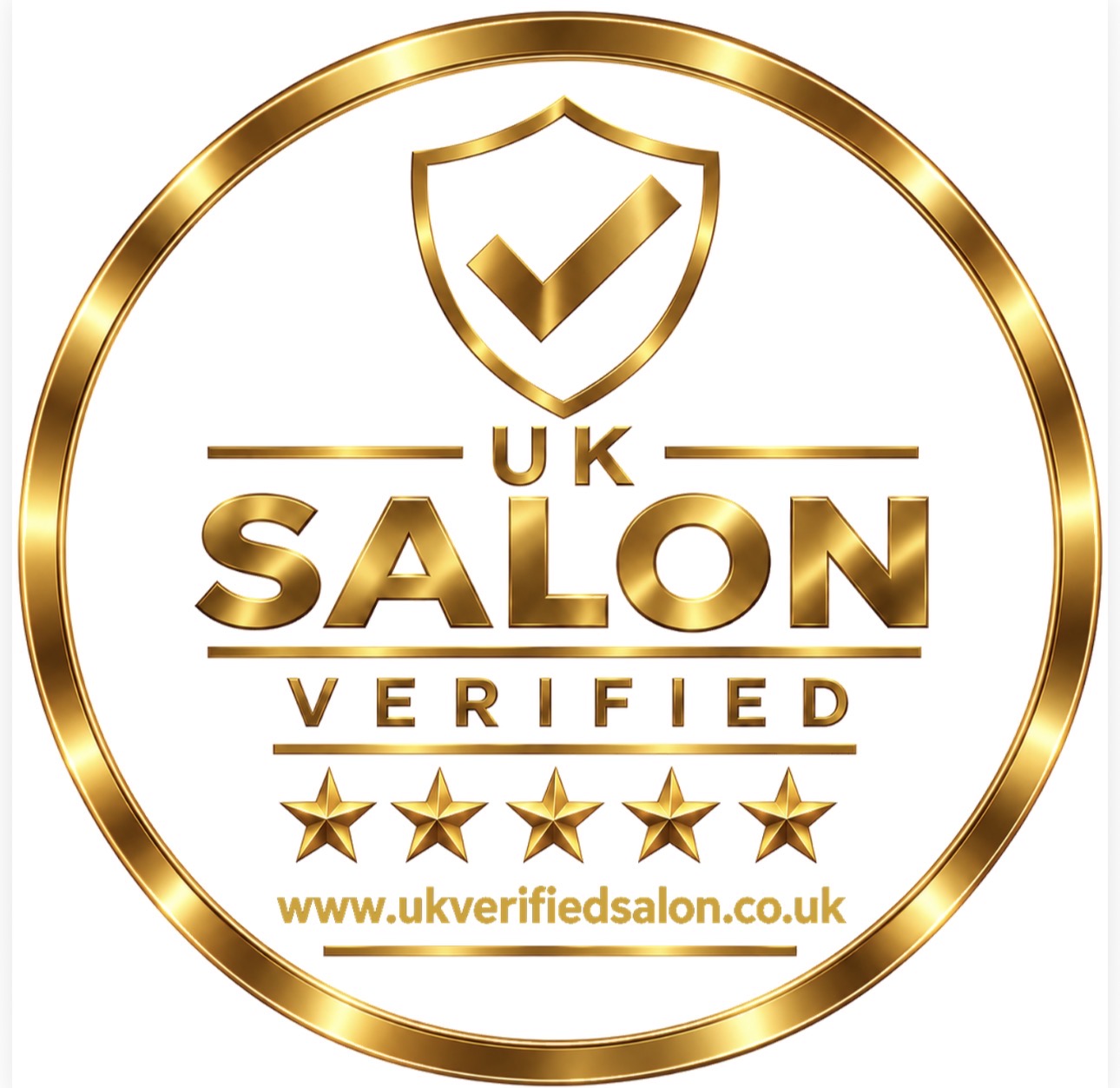 UK Salon Verified gold verification emblem
