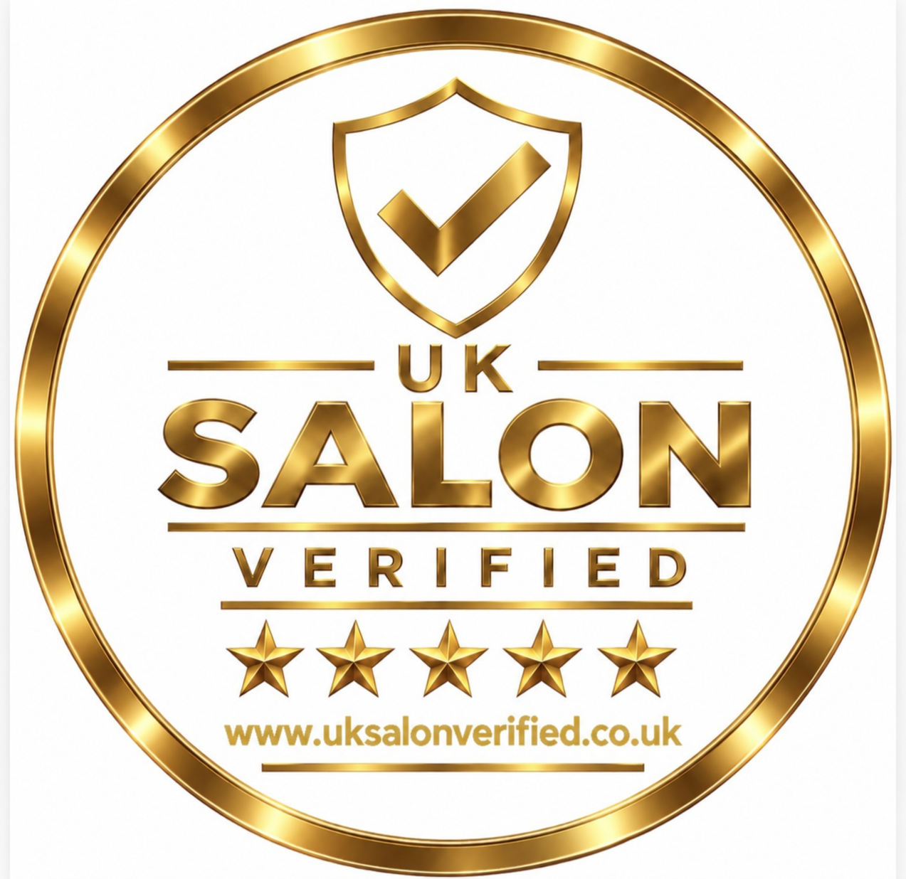 UK Salon Verified gold verification emblem