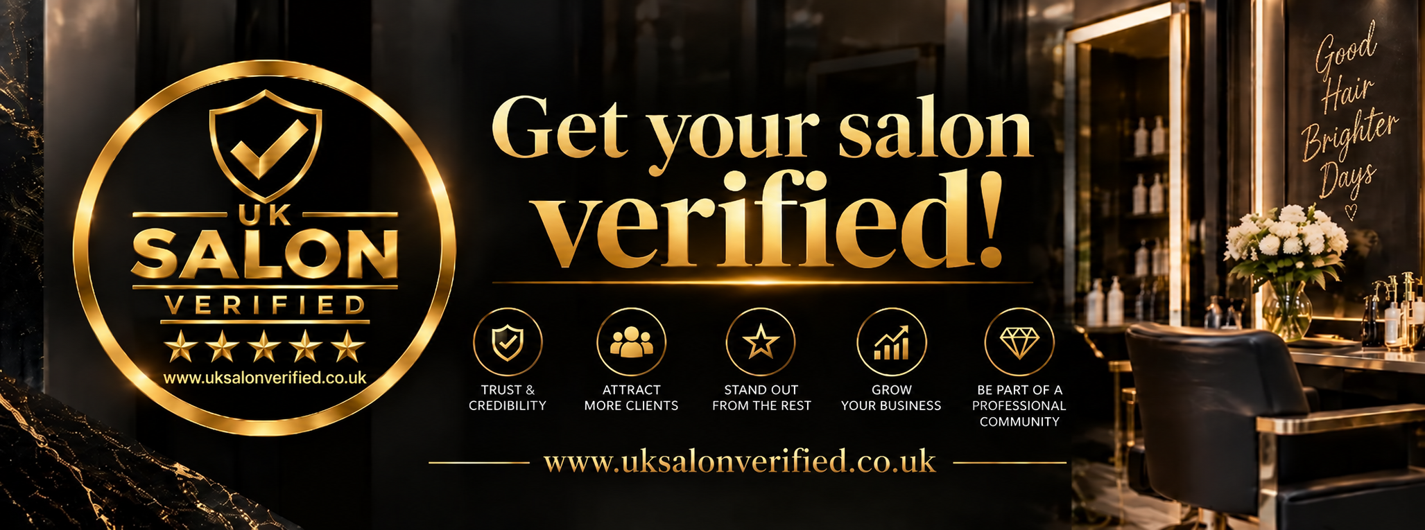 UK Salon Verified — Get your salon verified. Trust and credibility, attract more clients, stand out, grow your business, and join a professional community.